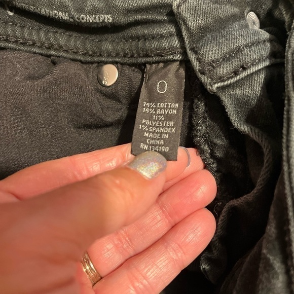 INC International Concepts Black Boot Leg Regular Fit Jeans Sz 0 - Picture 6 of 6